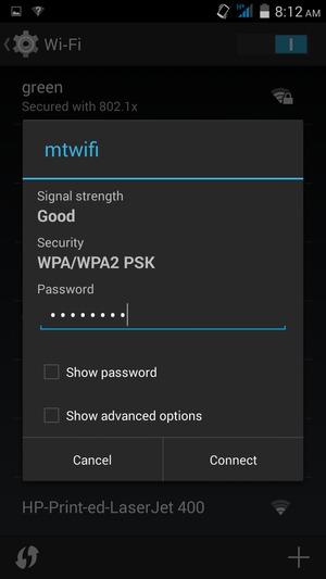 Enter the Wi-Fi password and select Connect