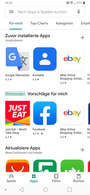Wählen Sie die Suchleiste