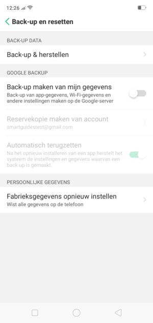 Schakel Back-up maken van mijn gegevens in