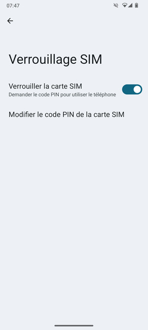 Sélectionnez Modifier le code PIN de la carte SIM