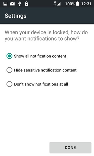 Select your preferred option and select DONE