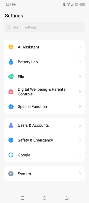 Scroll to and select System