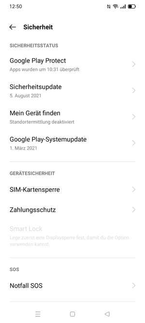 Scrollen Sie und wählen Sie SIM-Kartensperre
