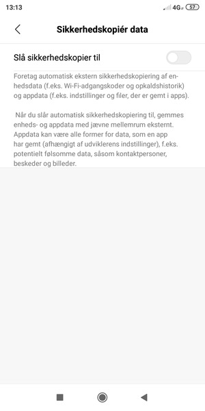 Aktiver Slå sikkerhedskopier til