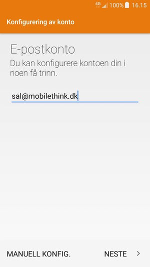 Skriv inn e-postadresse og velg NESTE