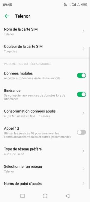 Activer ou désactiver Itinérance