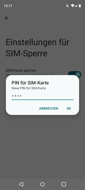 Geben Sie Ihre neue PIN der SIM-Karte ein und wählen Sie OK