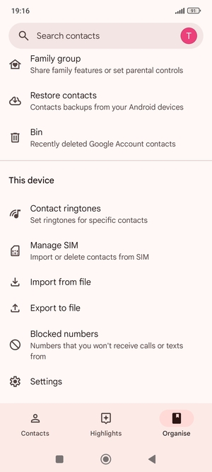 Scroll to and select Manage SIM
