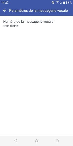 Sélectionnez Numéro de la messagerie vocale