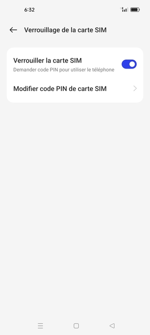 Sélectionnez Modifier code PIN de carte SIM