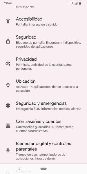 Desplácese y seleccione Ubicación