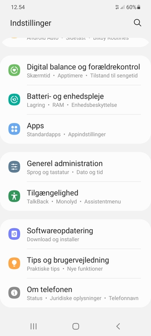 Scroll til og vælg Softwareopdatering