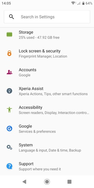 Scroll to and select System