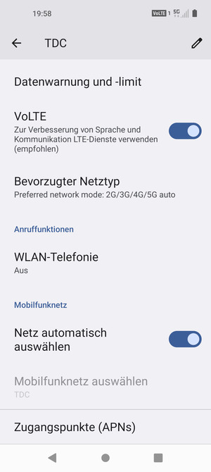 Um das Netzwerk zu wechseln, falls Probleme auftreten, schalten Sie Netz automatisch auswählen aus