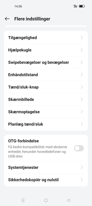 Scroll til og vælg Sikkerhedskopiér og nulstil