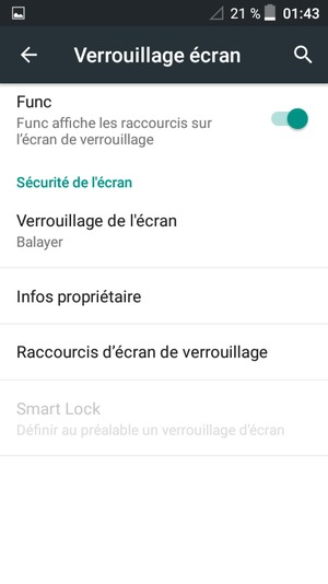 Sélectionnez Verrouillage de l'écran