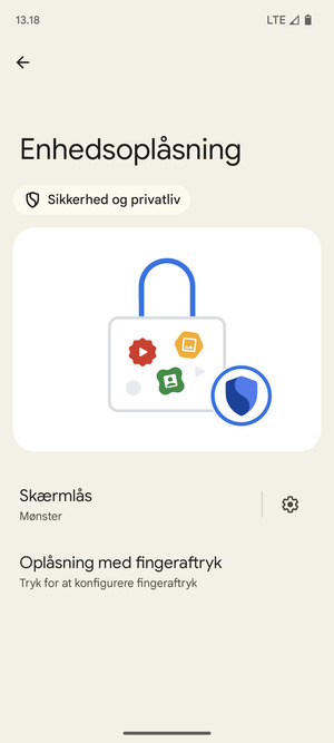 Din telefon er nu sikret med en skærmlås