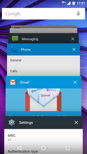 Swipe apps to the right to close them