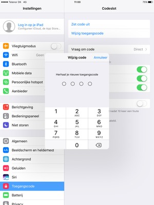 Voer uw wachtwoordcode opnieuw in