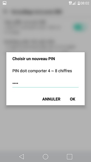 Saisissez votre Nouveau code PIN et sélectionnez OK