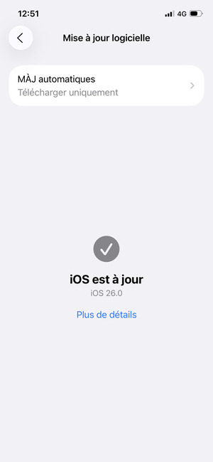 Si votre iPhone est à jour, vous verrez l'écran suivant.