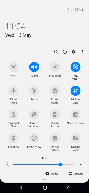 Select the v button