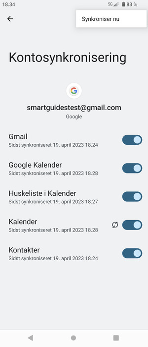 Vælg Synkroniser nu