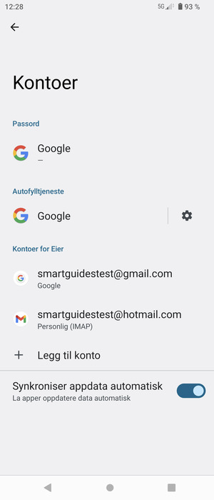 Velg din Google-konto
