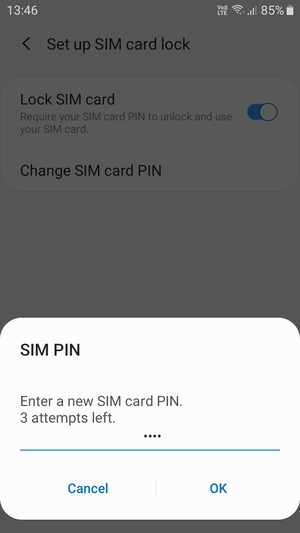 Enter your New SIM card PIN and select OK