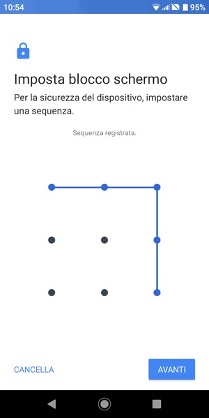 Disegna una sequenza di sblocco e seleziona AVANTI