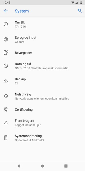 Vælg Systemopdatering