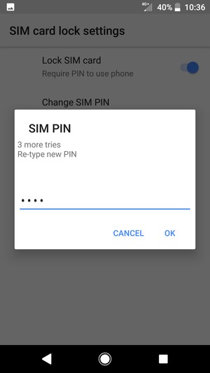 Confirm your new SIM PIN and select OK