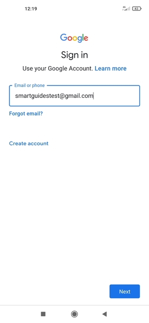 Enter your Gmail address and select Next
