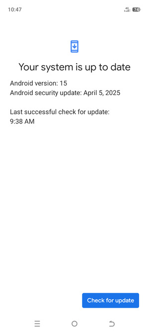 If your phone is up to date, you will see the following screen