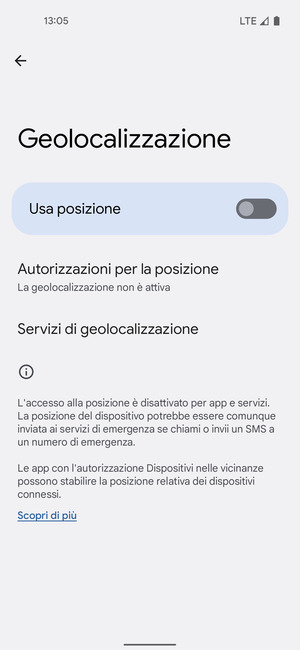 Disattiva Usa posizione