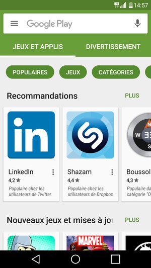 Sélectionnez la barre de Recherche