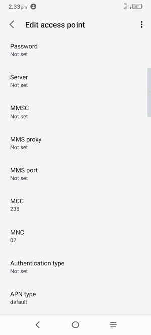 Scroll down and enter MMS information