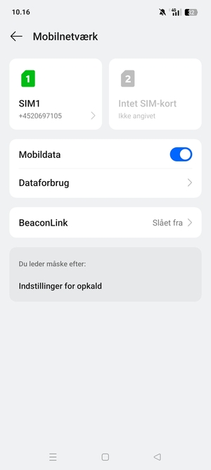 Vælg SIM1 eller SIM2