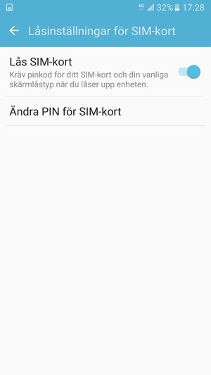 Välj Ändra PIN för SIM-kort