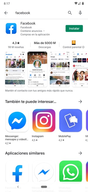 Seleccione la aplicación