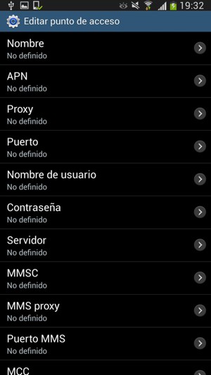 Introduzca la información de MMS