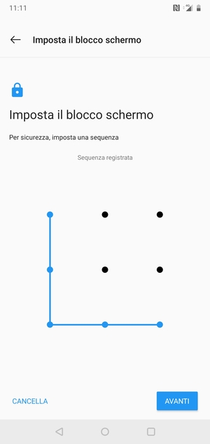 Disegna una sequenza di sblocco e seleziona AVANTI