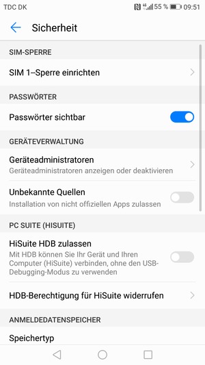 Wählen Sie SIM-Sperre einrichten