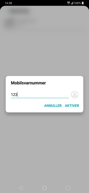 Indtast Mobilsvarnummer og vælg AKTIVER