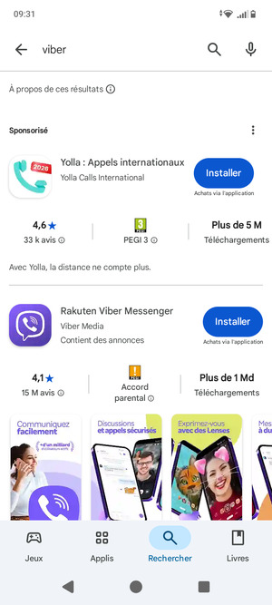 Sélectionnez l'appli