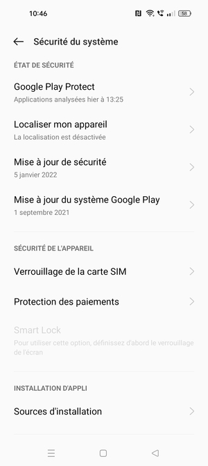 Faites défiler et sélectionnez Verrouillage de la carte SIM