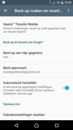 Selecteer Back-upaccount