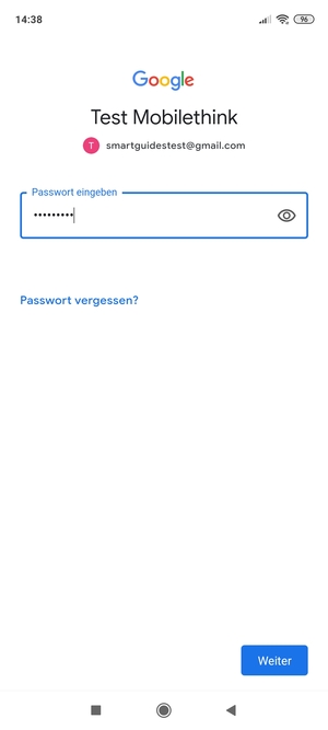 Geben Sie Ihre Gmail Passwort ein und wählen Sie Weiter