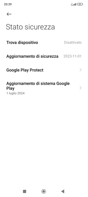 Seleziona Aggiornamento di sistema Google Play