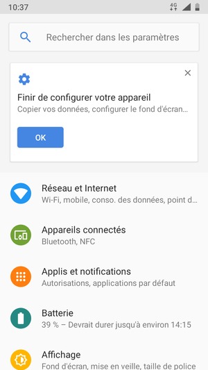 Sélectionnez Réseau et Internet